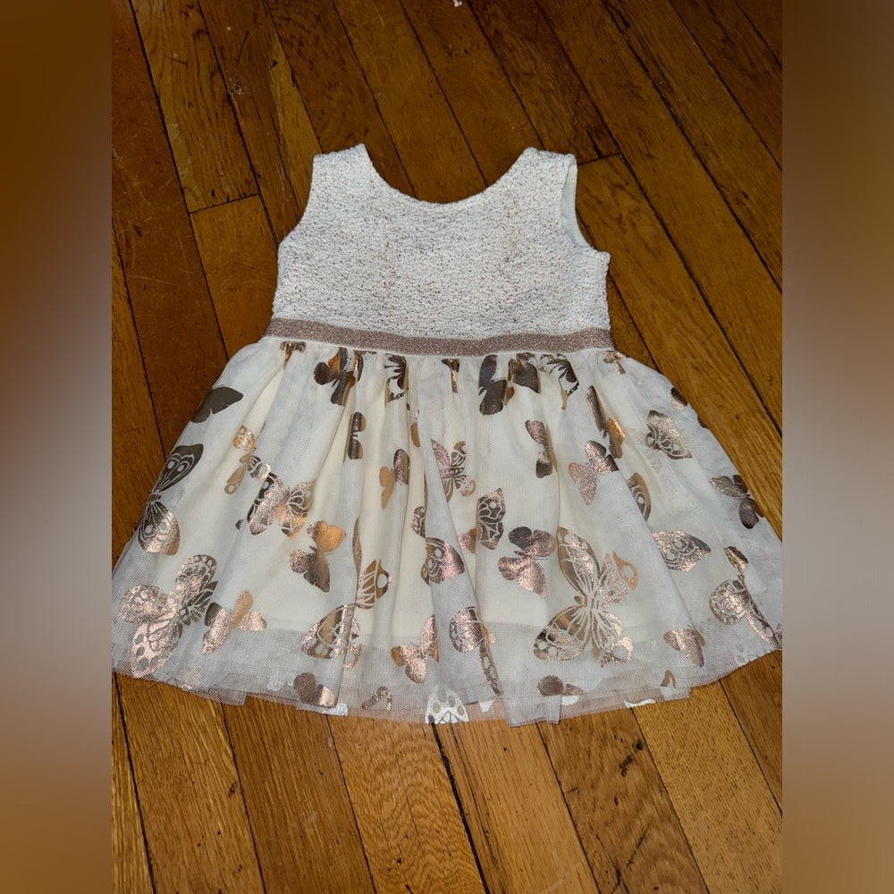 The Children’s Place Foil Rose Gold Knit To Woven Dress Size 12-18 Months - Picture 5 of 6